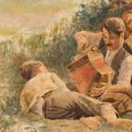 Riposo in campagna con suonatore di fisarmonica Riposo in campagna con suonatore di fisarmonica